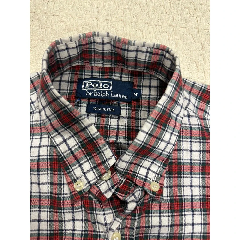 Polo Ralph Lauren‎ Men's Shirt Medium Plaid Button Down Long Sleeve 100% Cotton